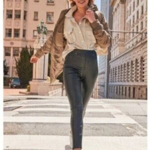 SPANX Black Leather-Like Ankle Skinny Pants